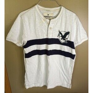 American Eagle Tshirt Blue And White Stripped Eagle T Shirt Mens Size Small